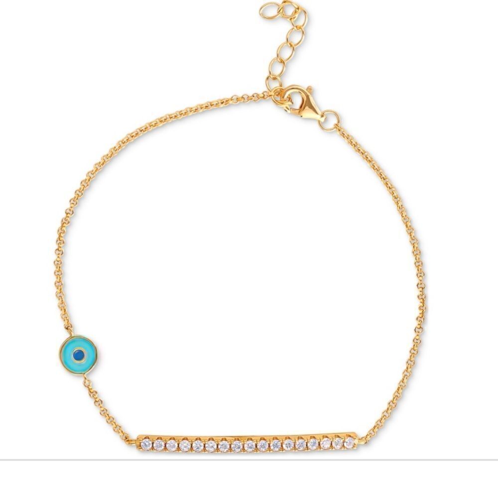 Giani Bernini CZLinear Cluster & Evil Eye Link Bracelet in 18k Gold-Plated SS